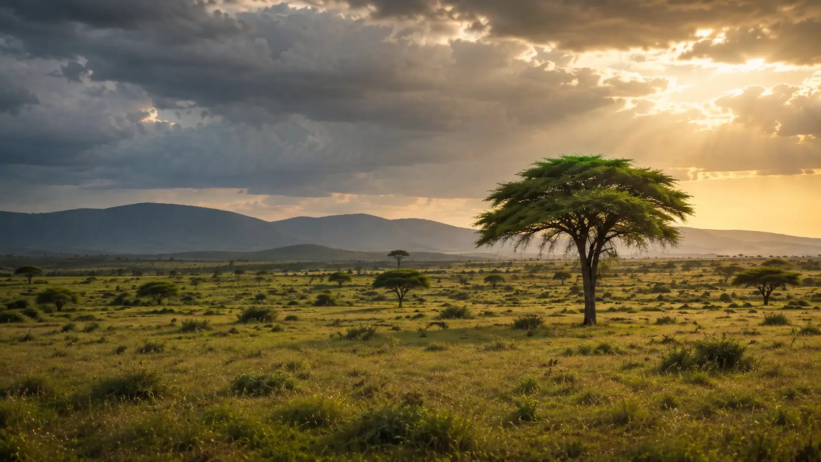Open savannah landscape at Leparkashi Plains in northern Tanzania